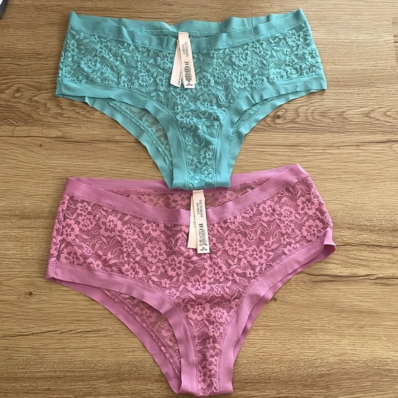 Victoria’s Secret NWT Lace cheeky  Panties Set in Purple and Blue - Picture 1 of 8